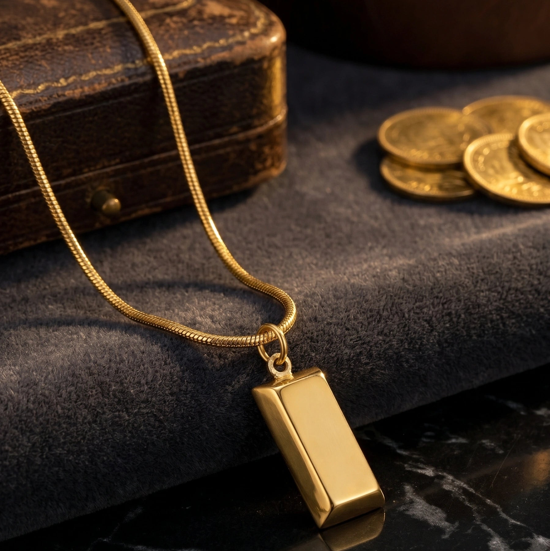 Gold Bar Pendant Necklace