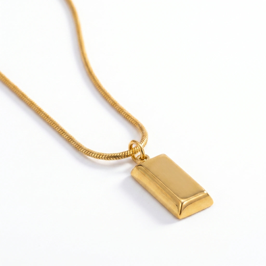 Gold Bar Pendant Necklace