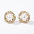 Pearl Crystal Swirl Stud Earrings