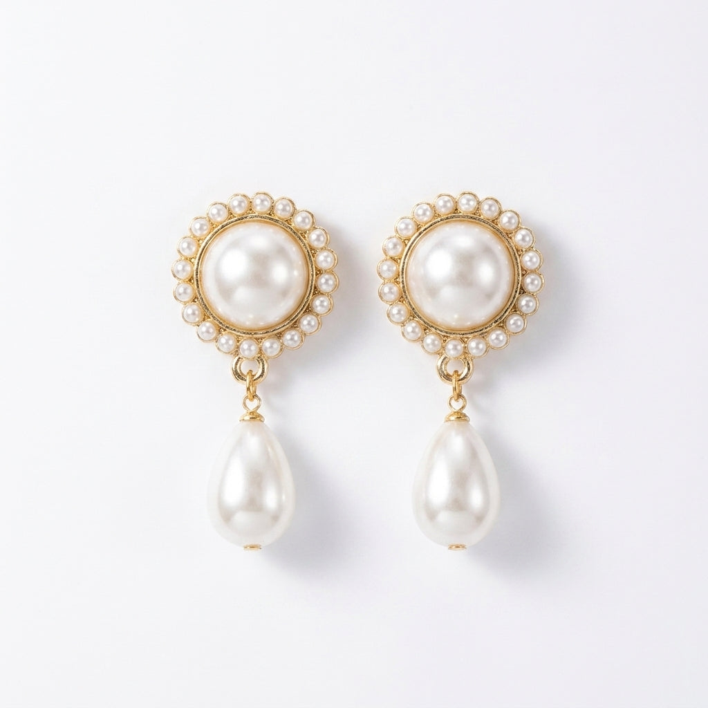 Pearl Drop Stud Earrings
