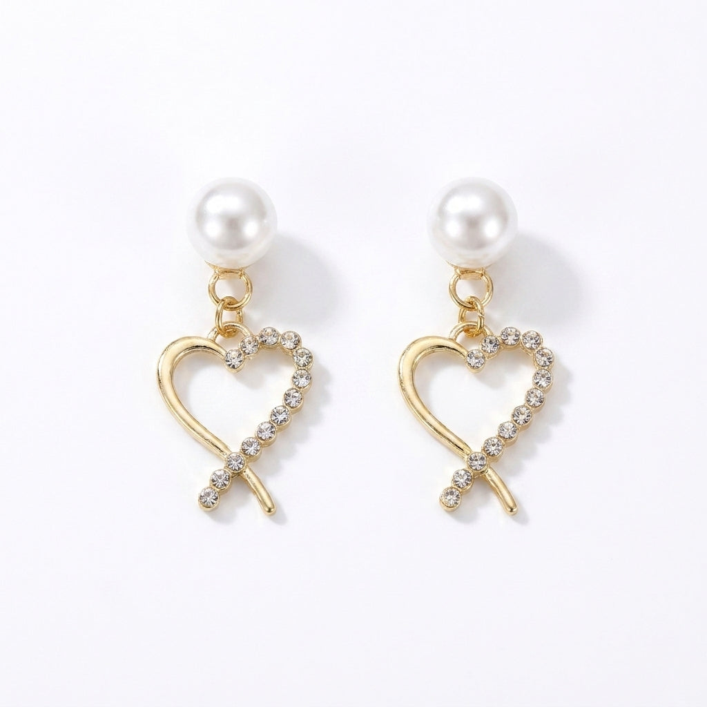 Pearl Heart Drop Earrings