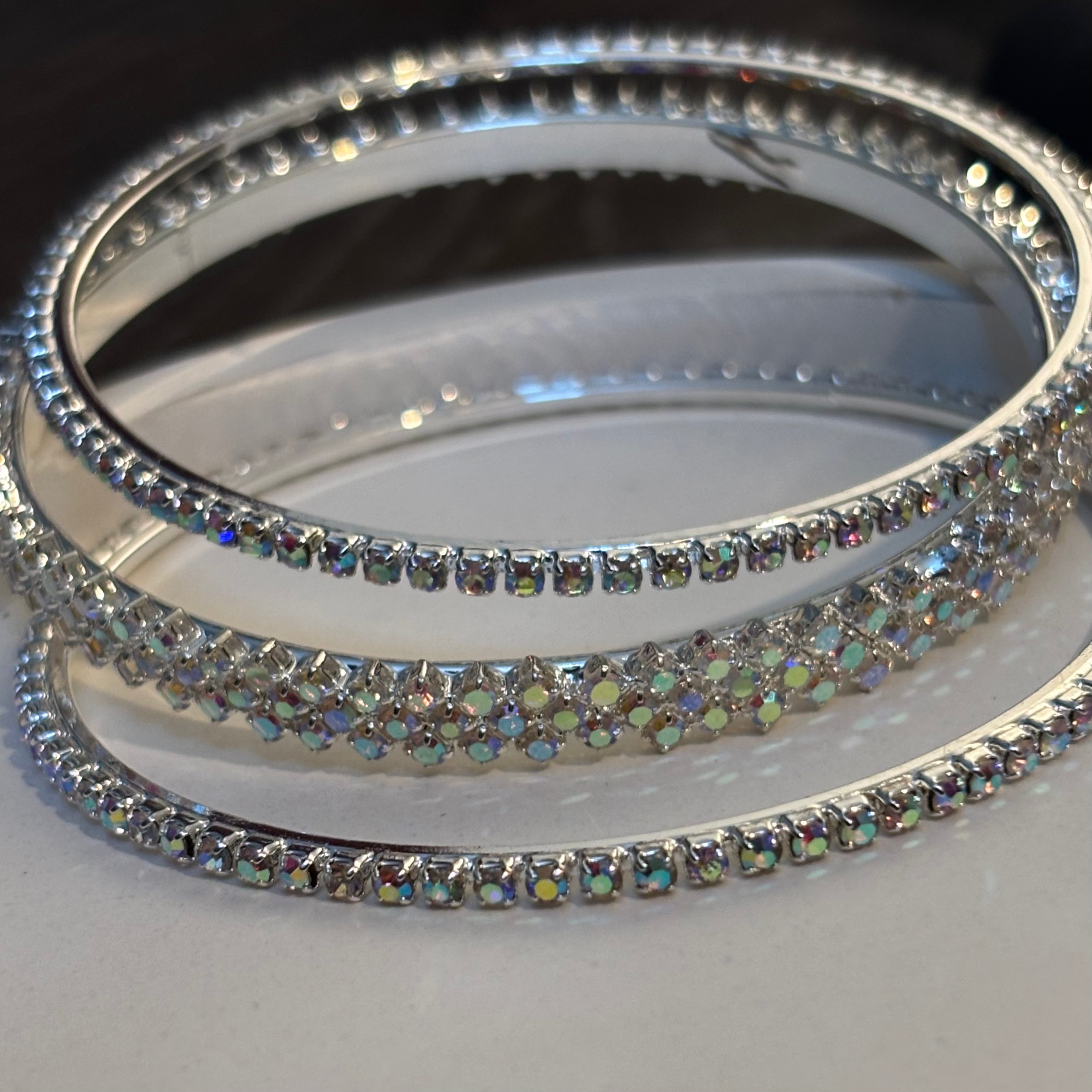 Celestia Silver Bangle Set