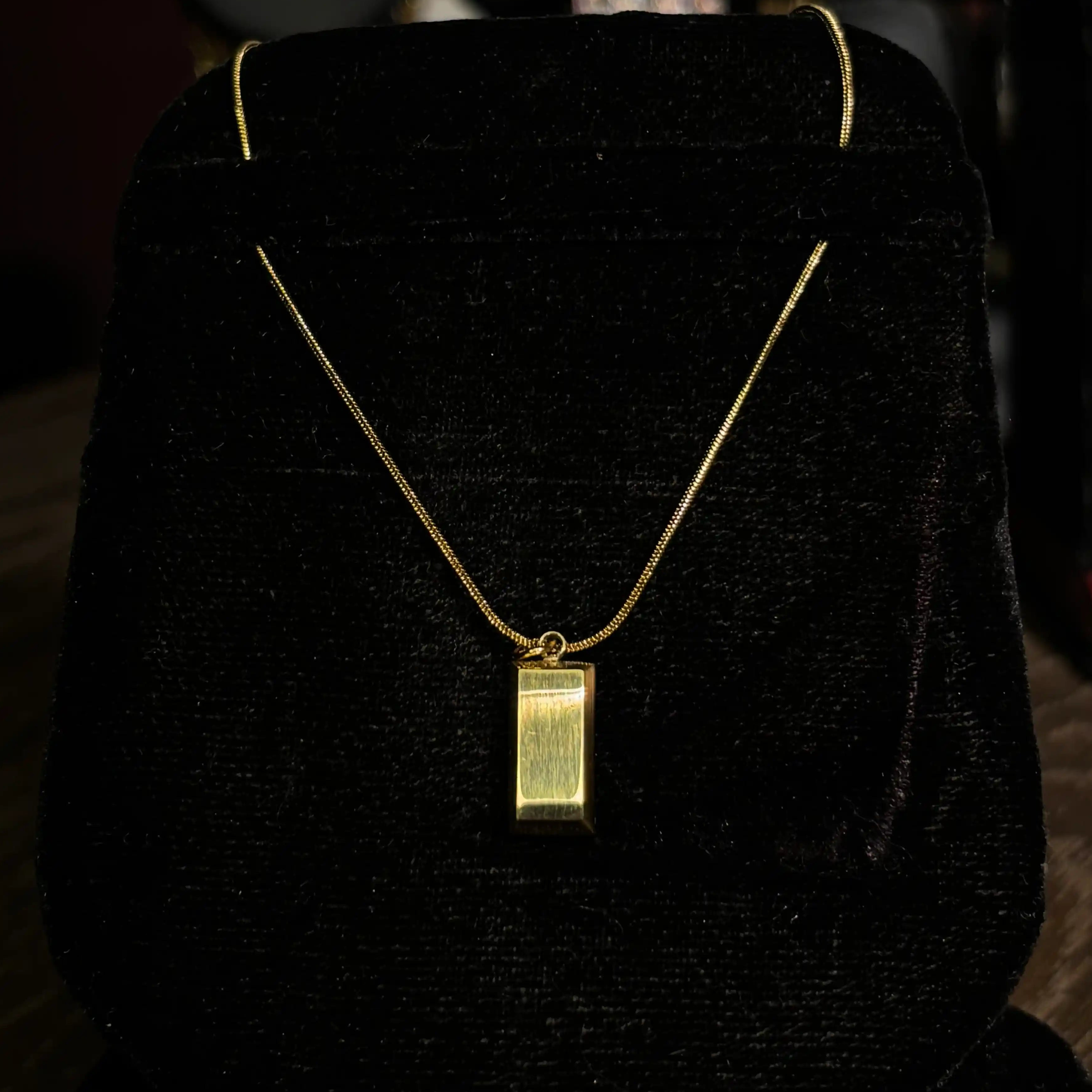 Gold Bar Pendant Necklace