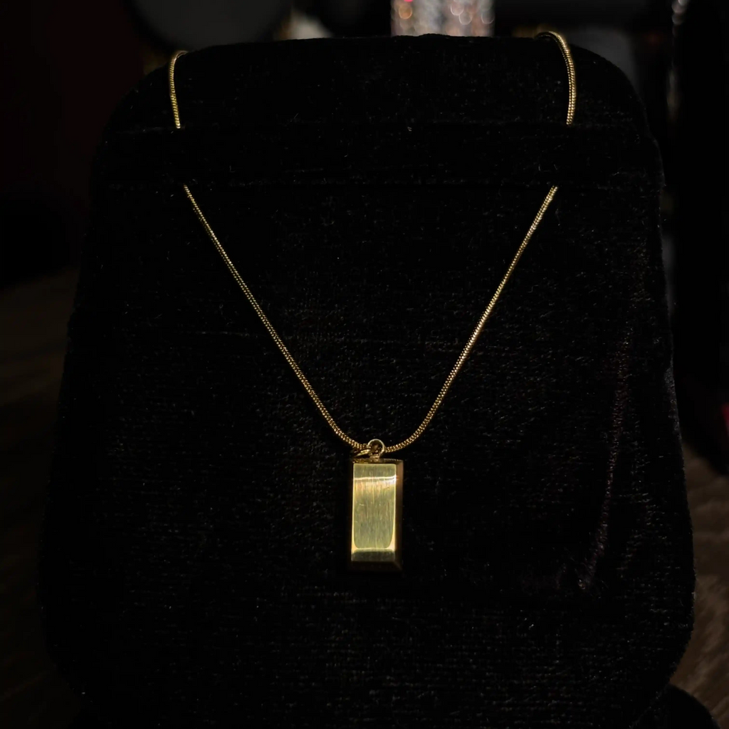 Gold Bar Pendant Necklace